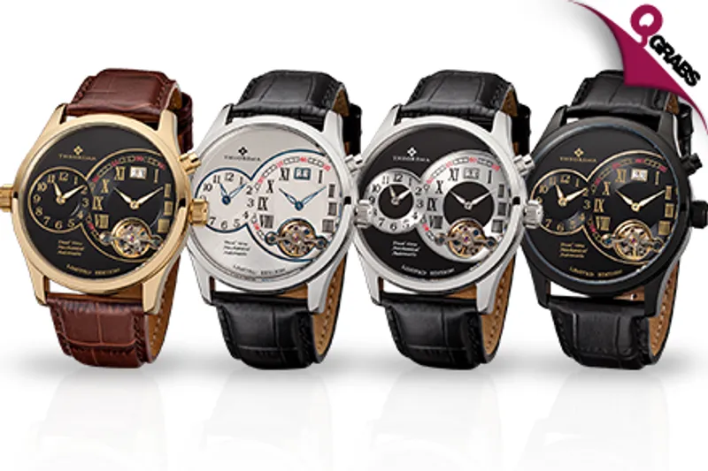 For QR949 Have Double the Timeliness with Theorema Dual Time Men's Watches - Choose from 4 Classic Styles! (Up to QR4917 Value)